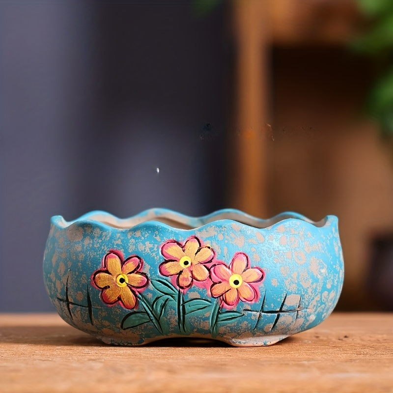 Vintage Hand-Painted Ceramic S - Aloe Vera Pot 评论和价格