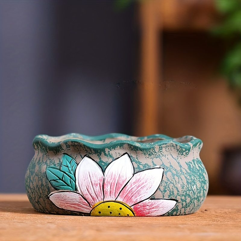 Vintage Hand-Painted Ceramic S - Aloe Vera Pot 评论和价格