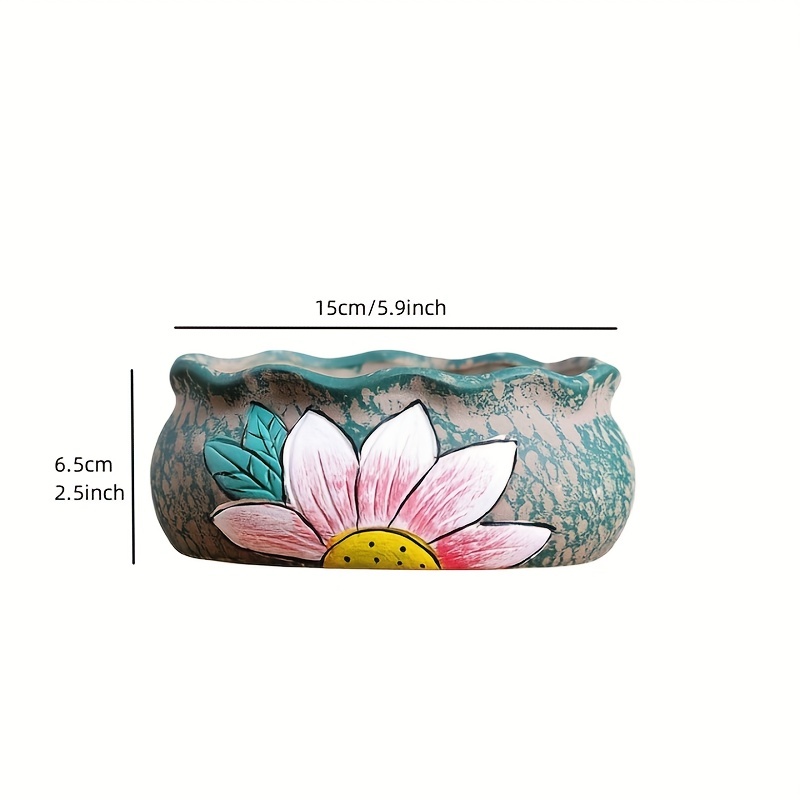 Vintage Hand-Painted Ceramic S - Aloe Vera Pot 评论和价格